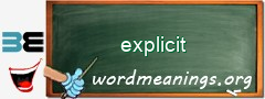 WordMeaning blackboard for explicit